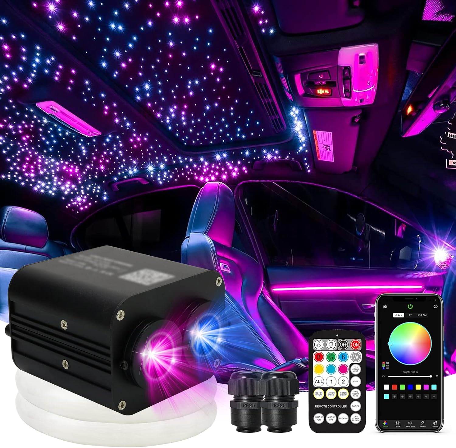 Dual Color 20W Twinkle Starlight Headliner Kit