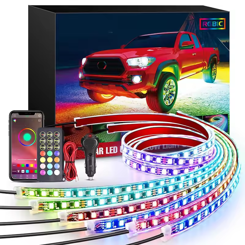  6Pcs Car Underglow Neon Accent Strip Lights 300 LEDs RGBIC Multi Color  with APP Control