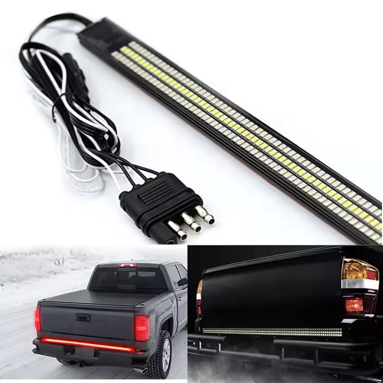 Triple Row 48-60 Inch LED Tailgate Light Bar Red Brake Amber Turning White Reverse Light For Universal Cars Trucks offroad