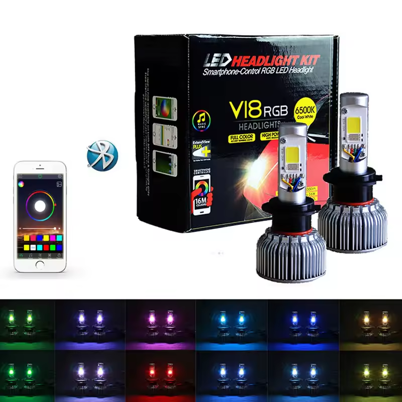 V18 BLUETOOTH CONTROL RGB LED HEADLIGHT