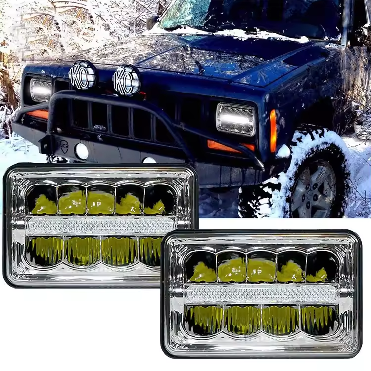 DOT 45W 4x6 5X7 LED Projector Headlight Hi/Low Beam Halo DRL for Jeep Wrangler YJ Cherokee XJ